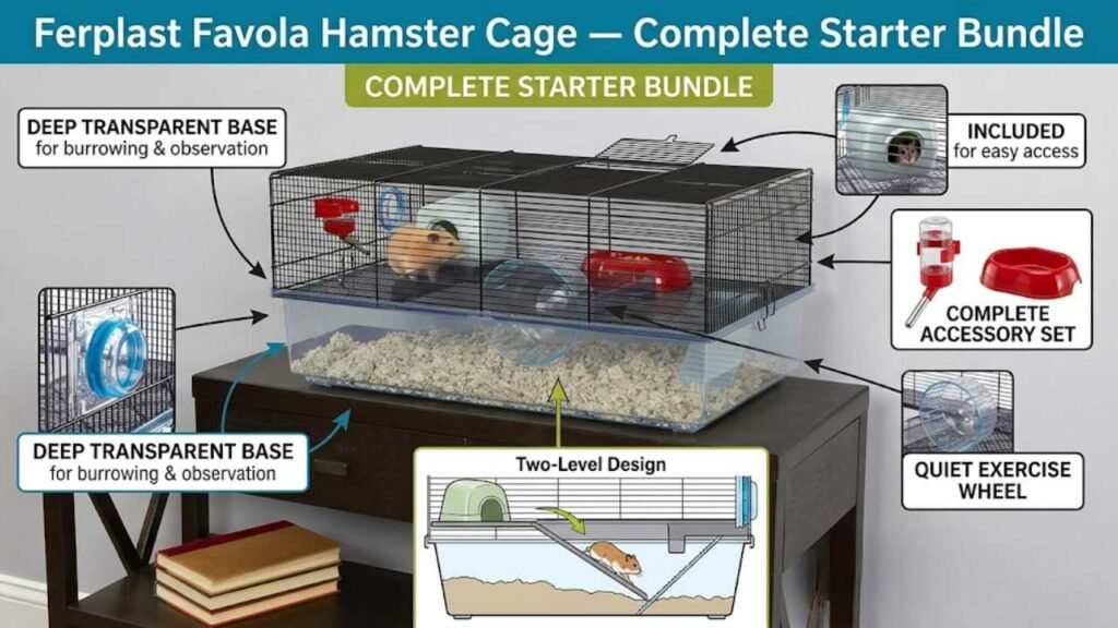 Ferplast Favola Hamster Cage — Complete Starter Bundle