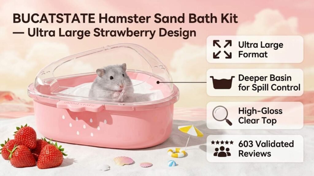 BUCATSTATE Hamster Sand Bath Kit — Ultra Large Strawberry Design