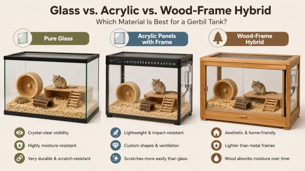 Glass vs. Acrylic vs. Wood-Frame Hybrid: Which Material Is Best for a Gerbil Tank