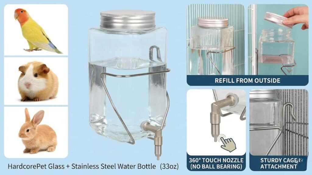 HardcorePet Glass + Stainless Steel Water Bottle