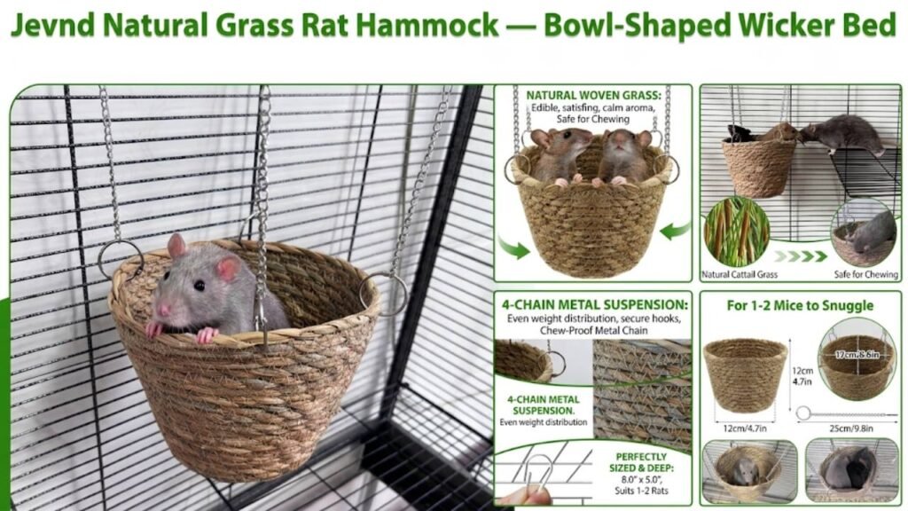 Jevnd Natural Grass Rat Hammock — Bowl-Shaped Wicker Bed