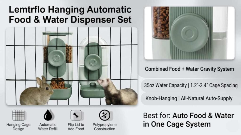 Lemtrflo Hanging Automatic Gravity Food and Water Dispenser Set