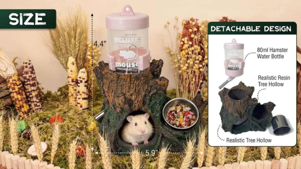MUWAM 3-in-1 Hamster Food, Water Bottle, and Hideout