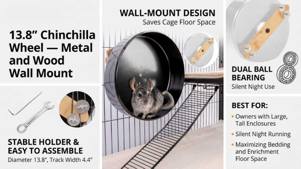 Niteangel 13.8" Chinchilla Wheel — Metal and Wood Wall Mount