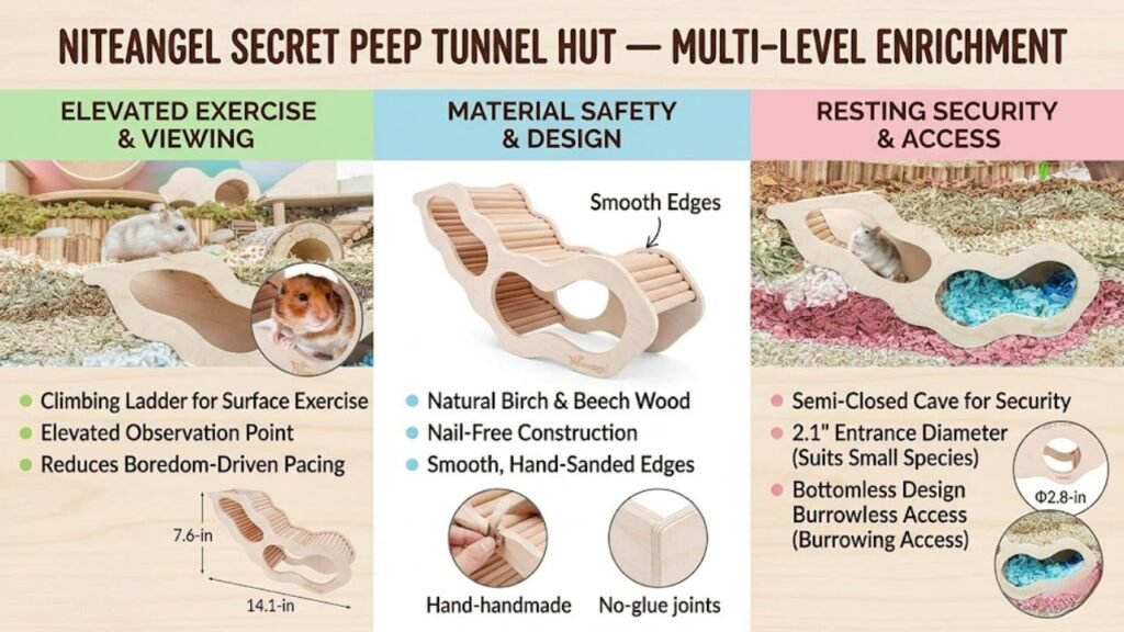 Niteangel Hamster House with Climbing Ladder — Secret Peep Tunnel Hut (1)