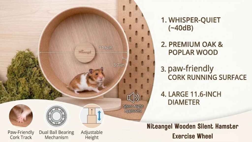 Niteangel Wooden Silent Hamster Exercise Wheel