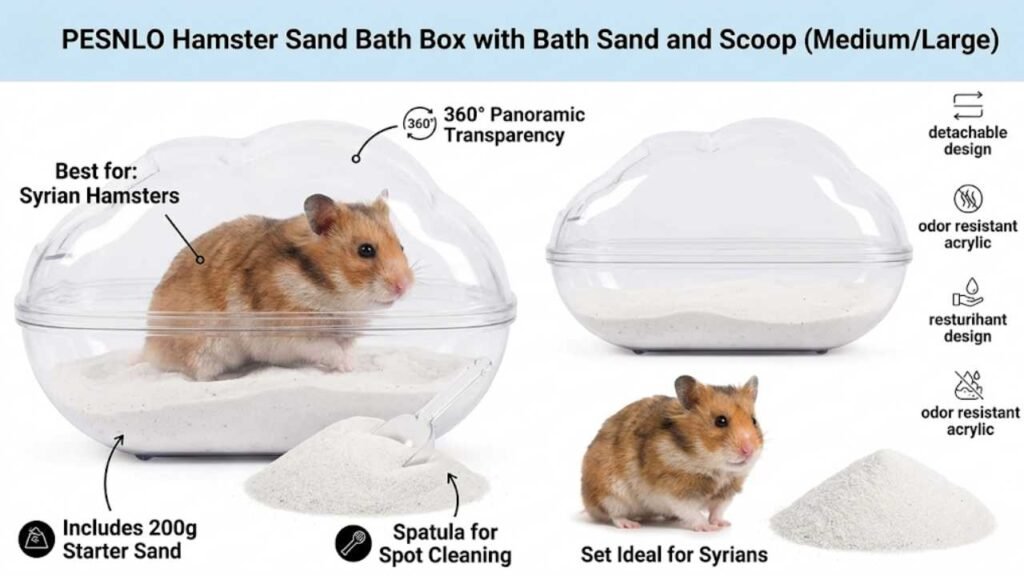 PESNLO Hamster Sand Bath Box with Bath Sand and Scoop