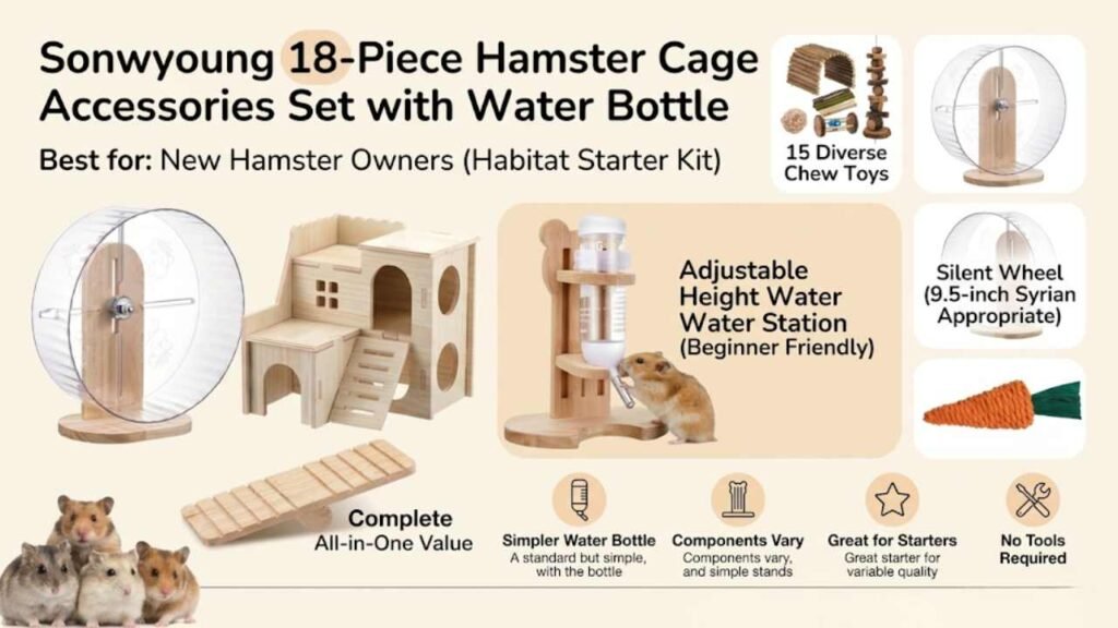 Sonwyoung 18-Piece Hamster Cage Accessories Set with Water Bottle