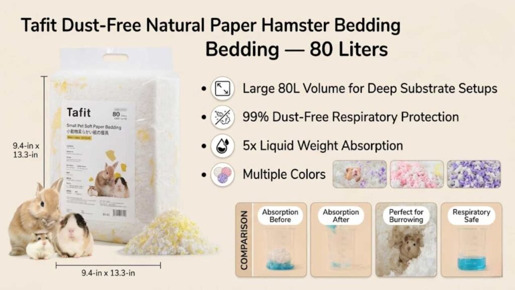 Tafit Dust-Free Natural Paper Hamster Bedding — 80 Liters