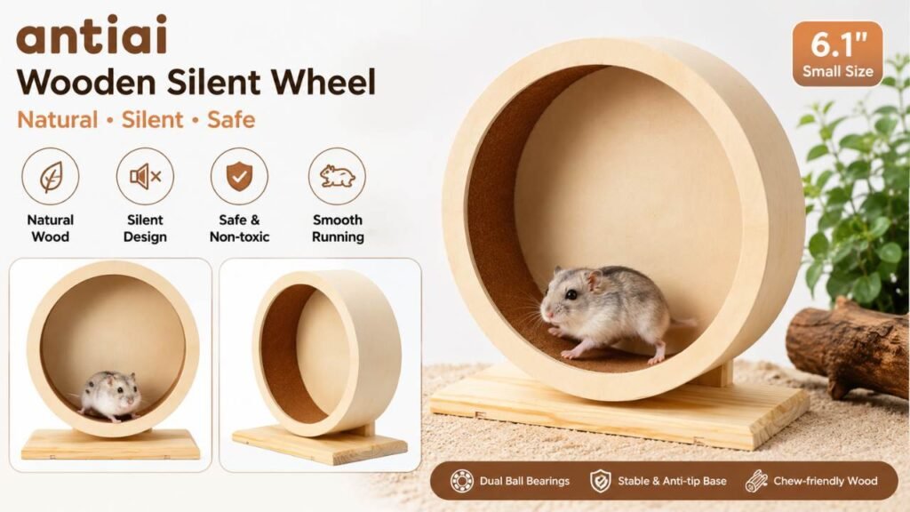 antiai Hamster Wooden Silent Wheel